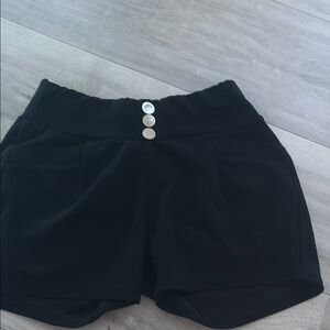Black Women's Shorts with Button Detail